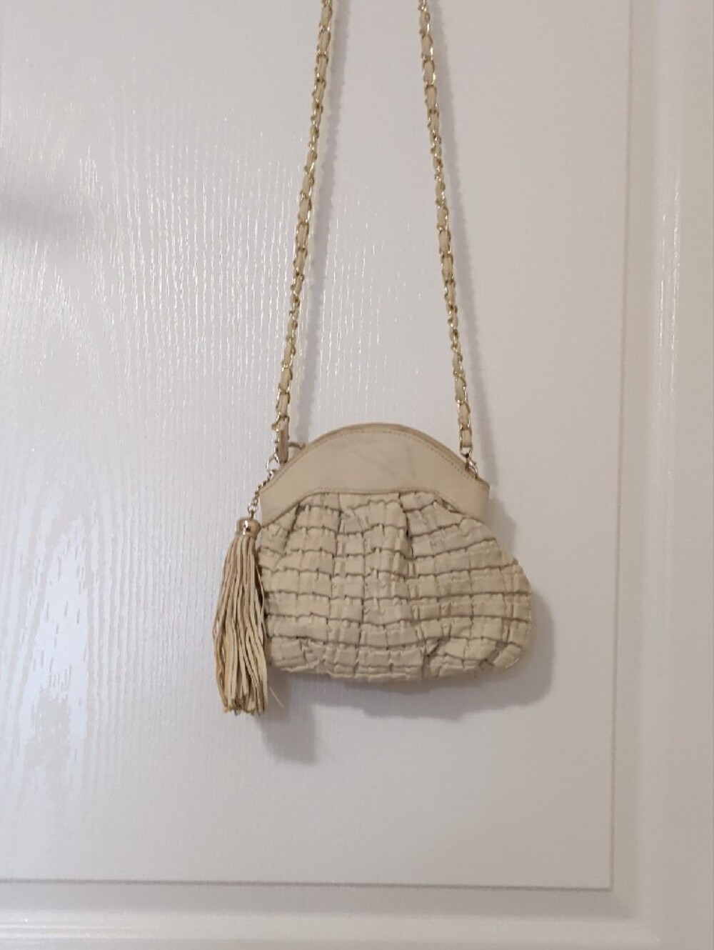 Neutral Ruffled Tassel Cosmetic Pouch - Picture 2 of 9